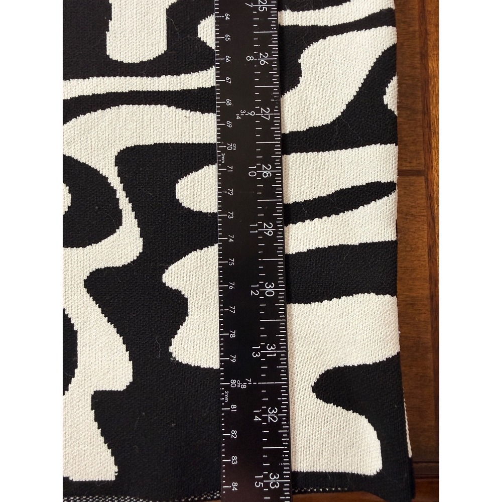 River Island Abstract Swirl Knit Bodycon Dress US 4 Black White Mesh Cutout - Picture 8 of 8